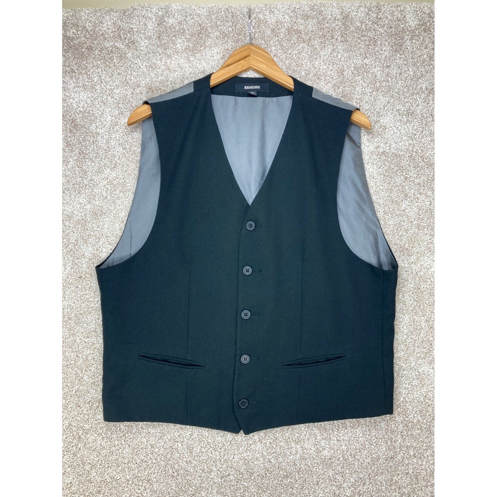 Riggings Formal 5-Button Suit Vest Men XL Black Gray Formal Bussiness Waistcoat